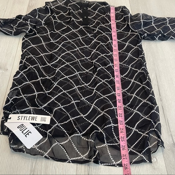 NWT OULIE Black Long Sleeve Sheer 100% Silk Blouse Size M - Picture 8 of 10